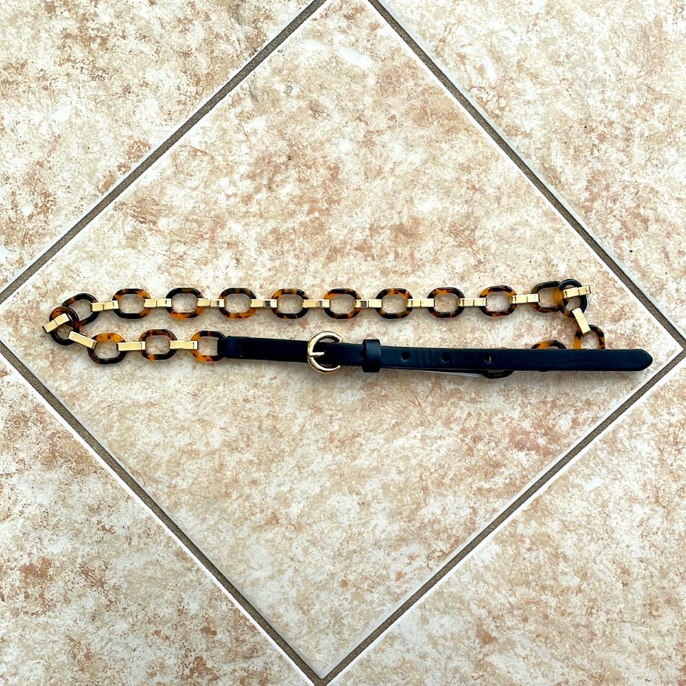 NWT Ann Taylor tortoise shell chain link belt, size XS